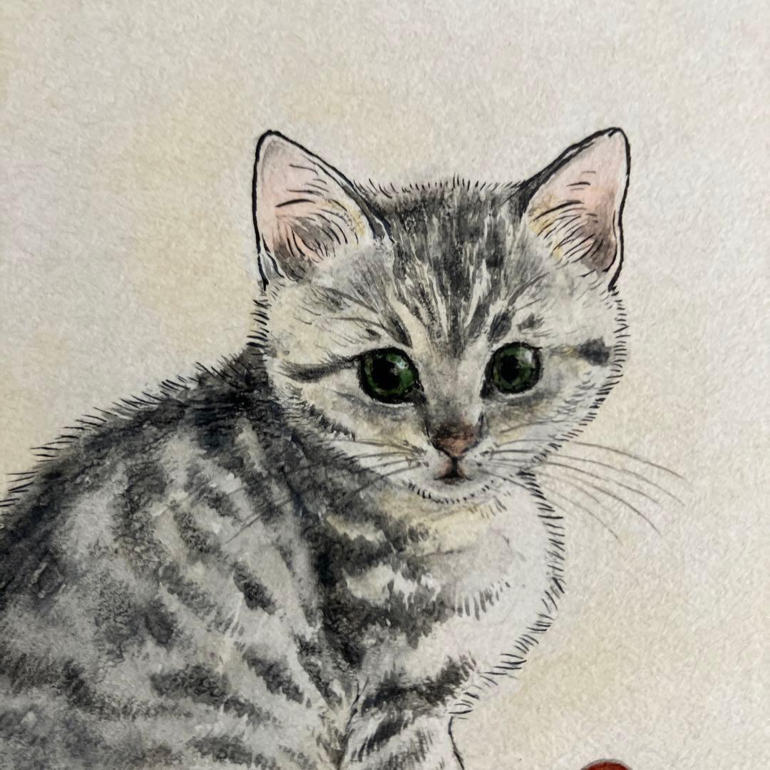 猫　サバトラ　ぬいぐるみ　マトリョーシカ　日本画　絵画　原画