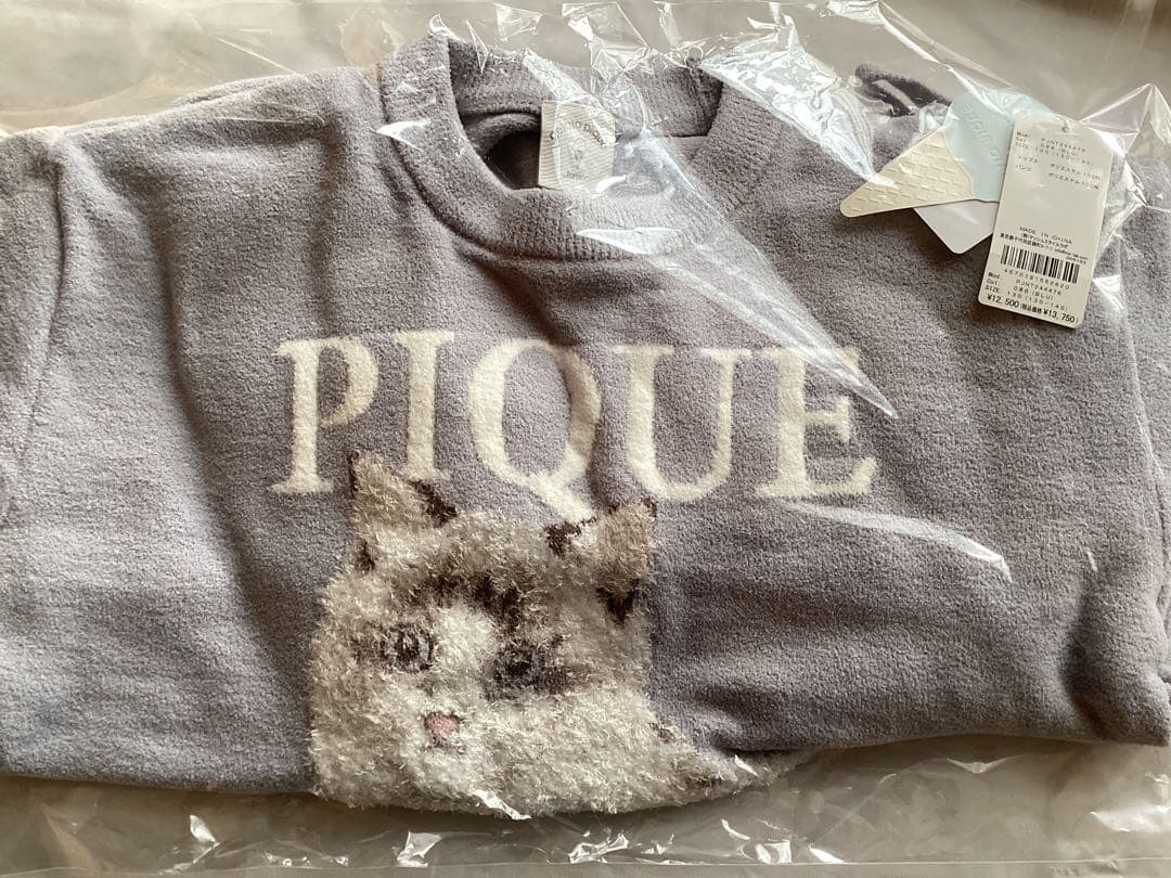 ジェラピケ　JUNIOR CATジャガードプルオーバー&ショートパンツセット