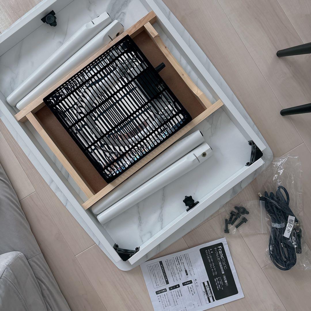 【美品】Francfranc こたつテーブル 白×マーブル S 800×600