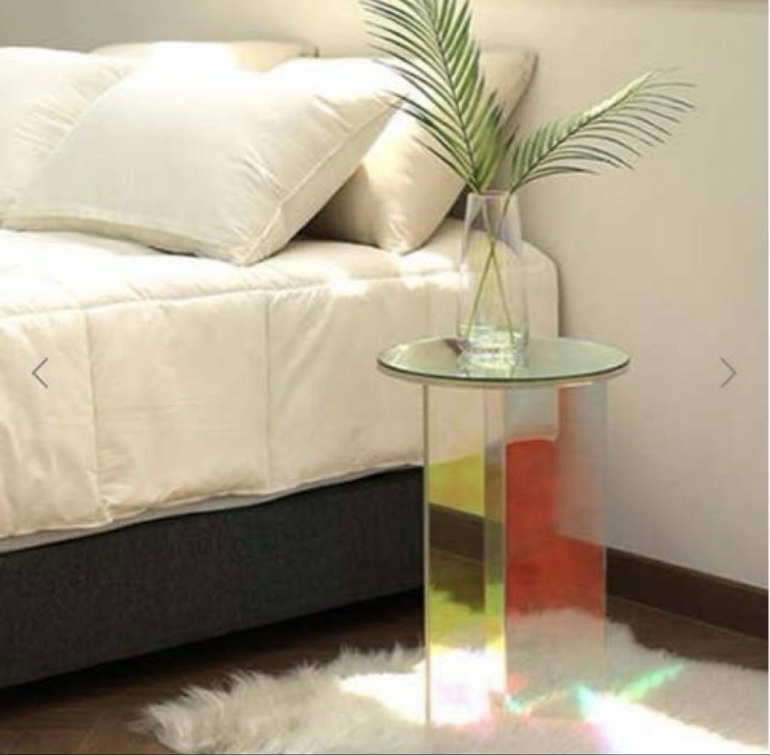 オーロラ ホログラム 韓国風アクリル円形ミニサイドテーブル