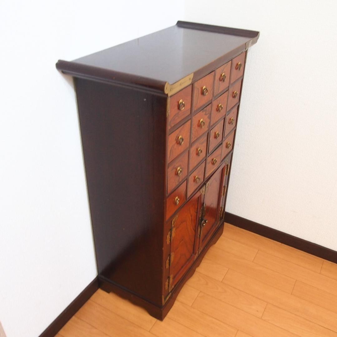 【良品】李朝家具 薬箪笥 隠し収納付き チェスト/小物入れ 蝶番金具 インテリア