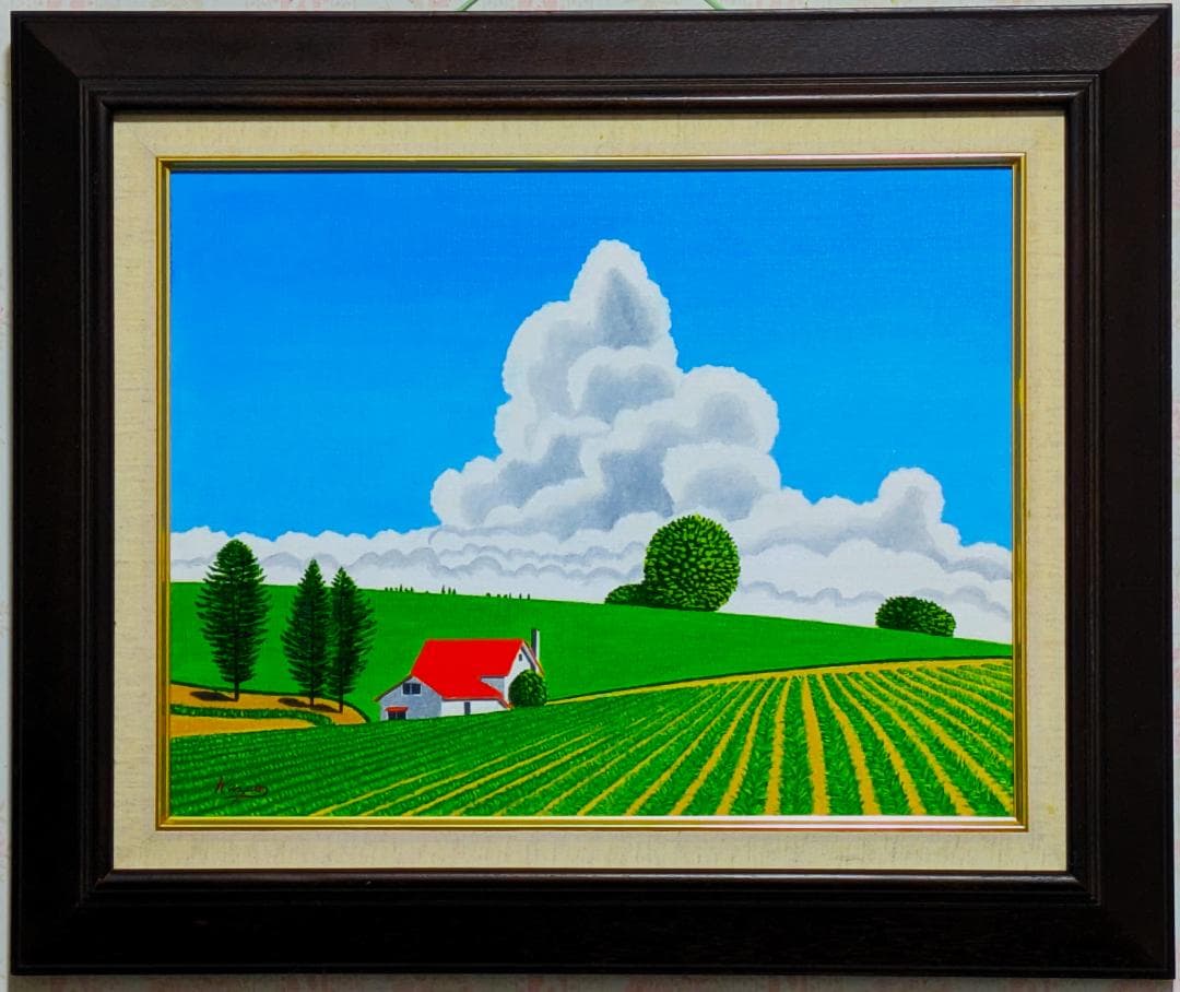 ★美瑛の夏雲・肉筆油彩画・F6キャンバス