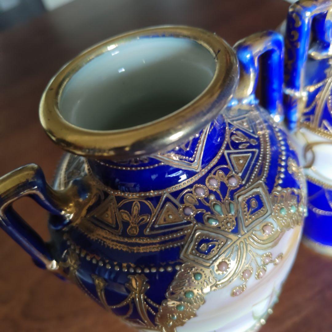 #オールドノリタケ#アンティーク#食器#花瓶#コバルトブルー#金盛り