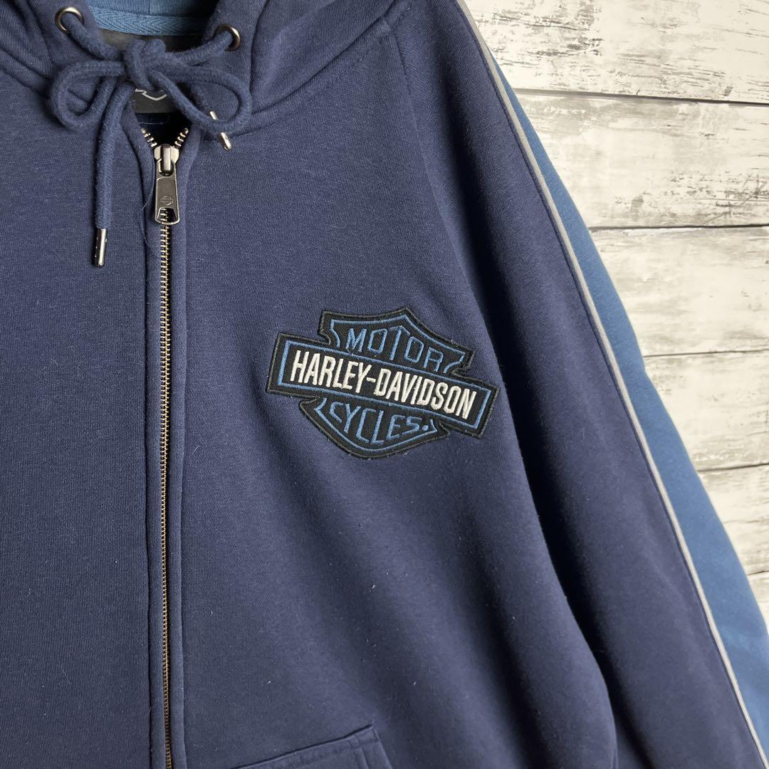 【激レア‼︎】ハーレーダビッドソン◎XL 刺繍 フルジップ パーカー D138