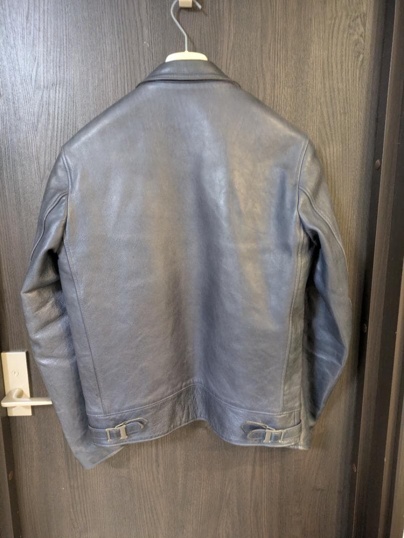 アディクトクローズ　ネイビー レザー シングルライダース