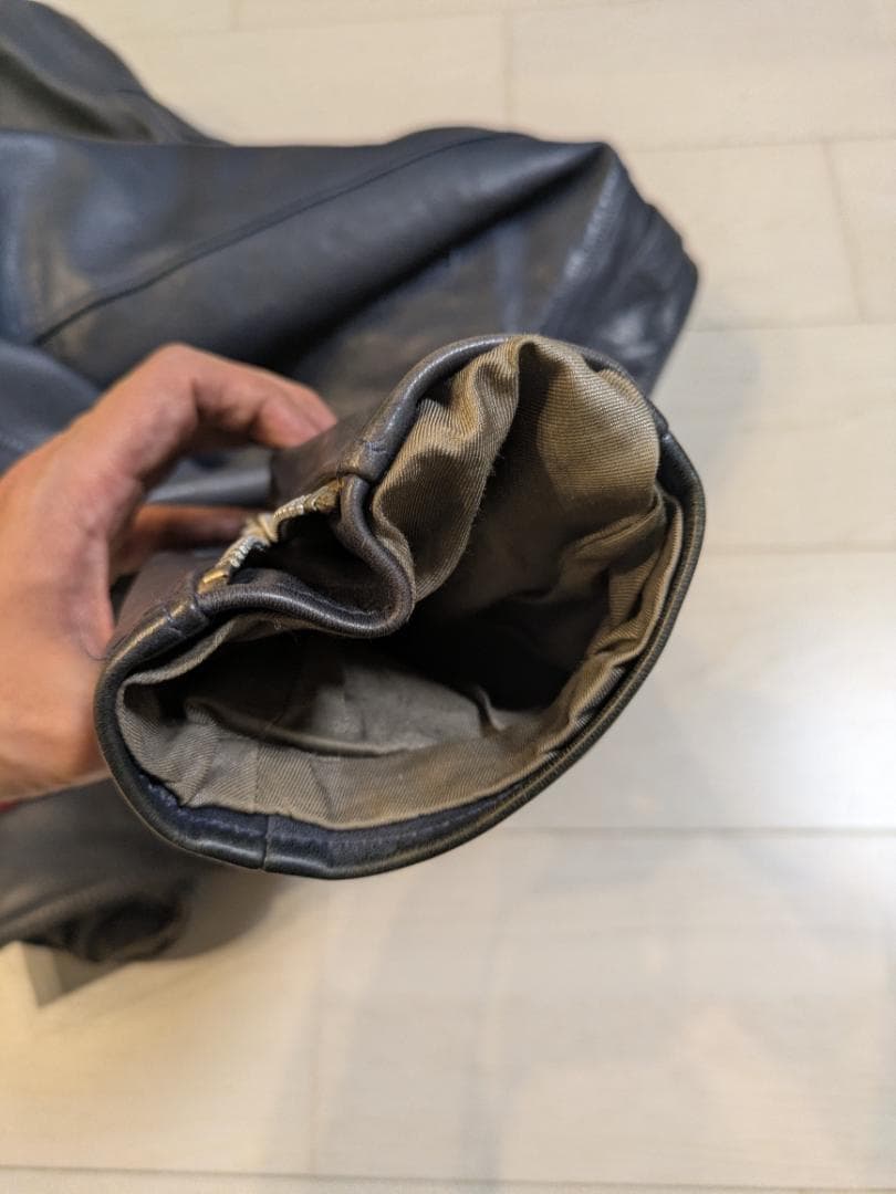 アディクトクローズ　ネイビー レザー シングルライダース