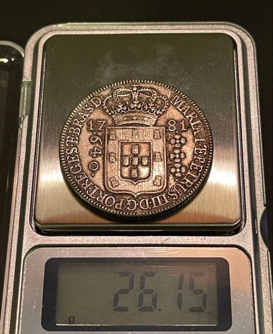 本物 植民地銀貨 1817年 ポルトガル640レイス 実測26.15g