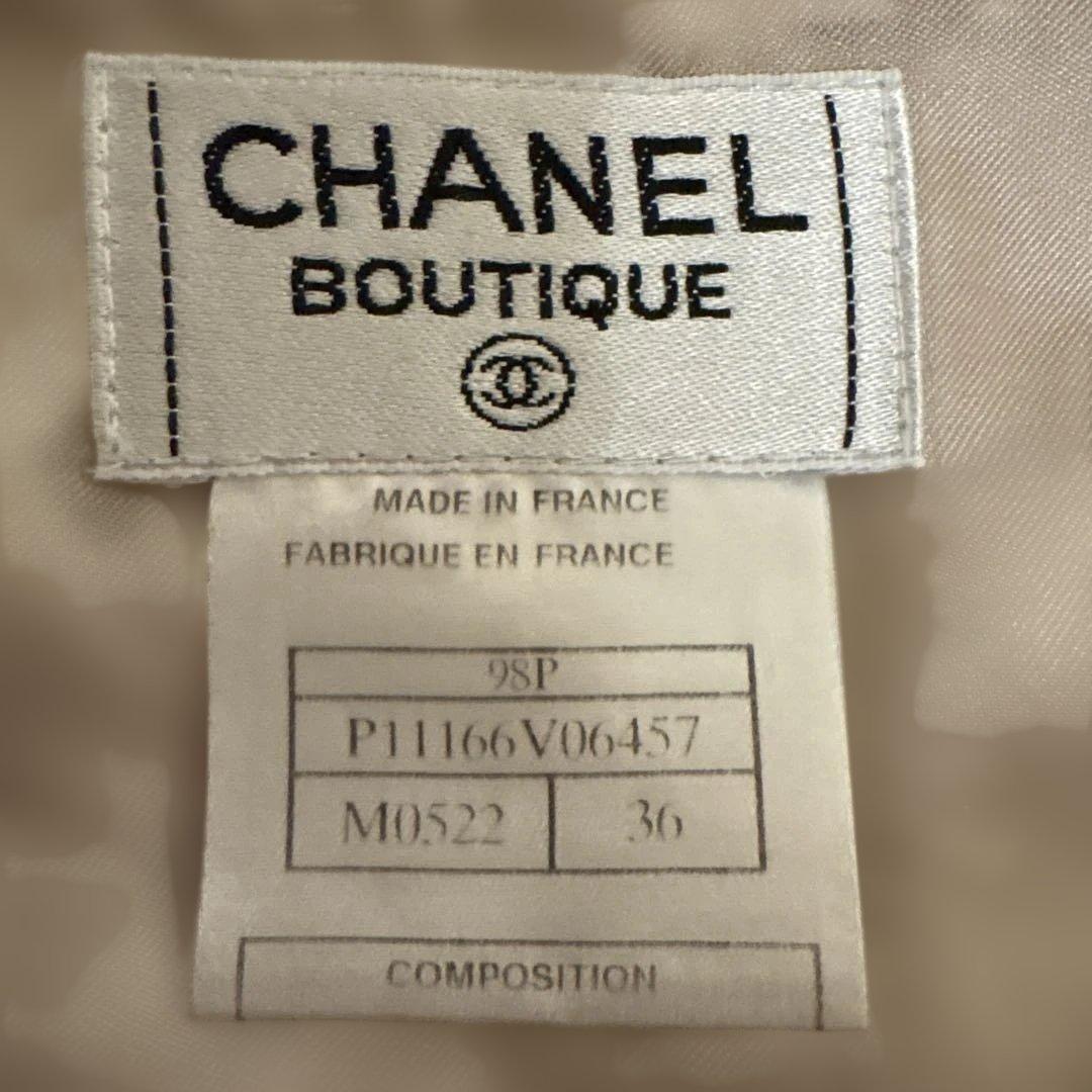 CHANEL ベージュツイードタイトスカート　98P 36