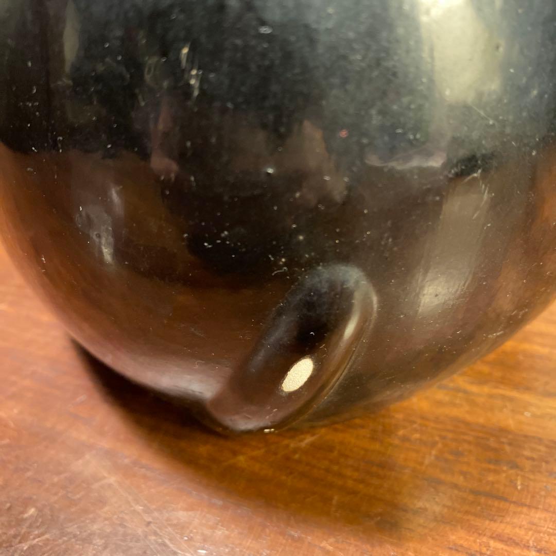 25cm 昭和レトロ 常滑焼 黒猫招き猫 右手上げ 縁起物 コレクション 骨董品