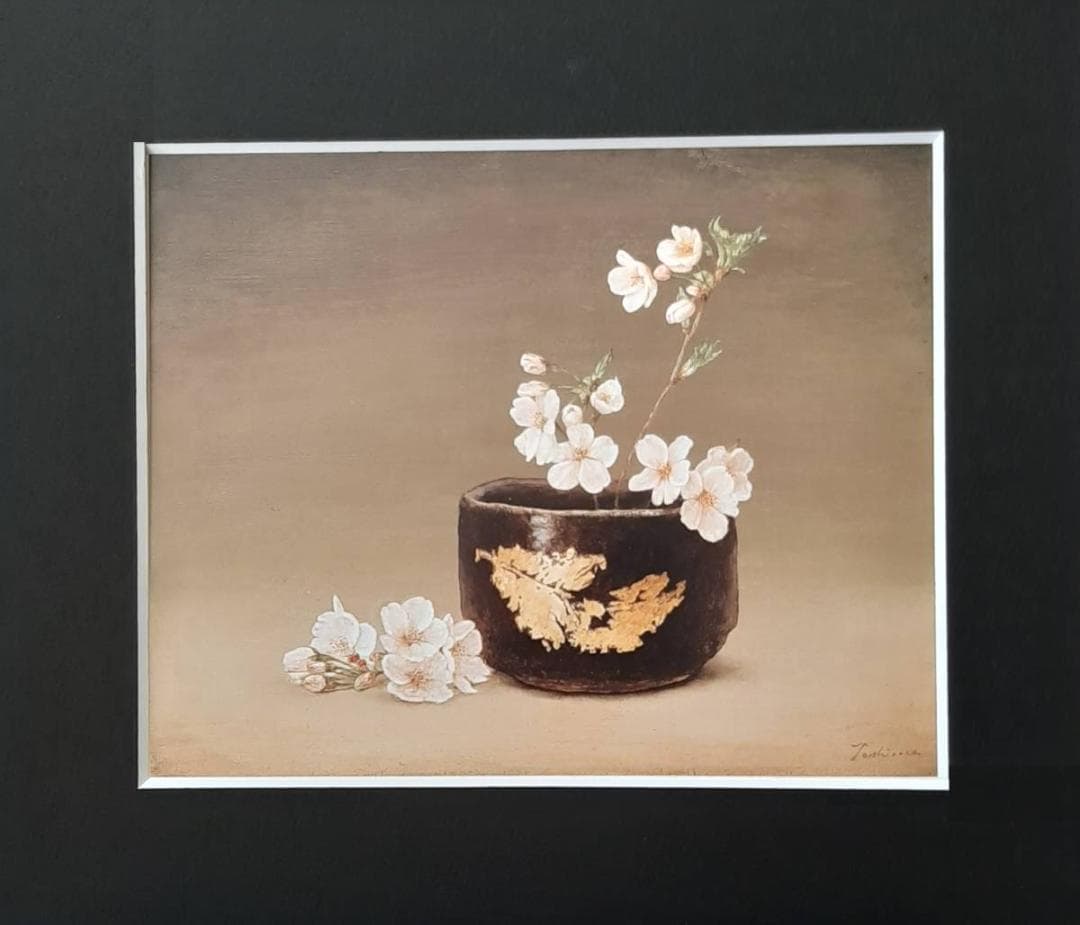 戸嶋但、「桜花」、希少画集の額装画、四季、風景、人気作品