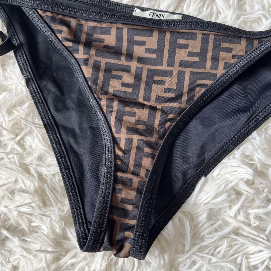 フェンディ　水着　ビキニ　ズッカ柄　ブラウン　黒　42サイズ　専用ポーチ付き