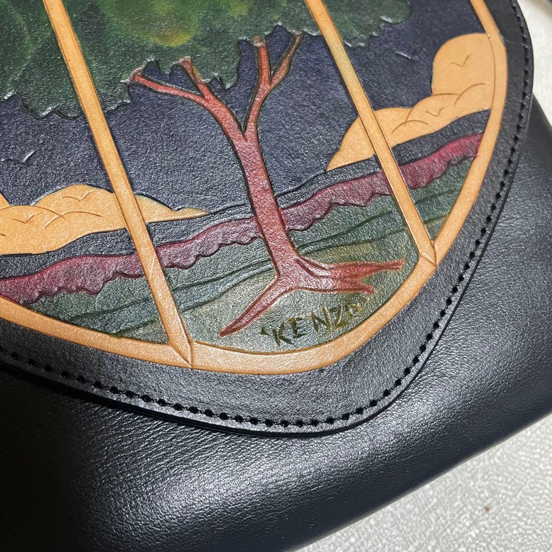 ✨希少美品 KENZO FUKUI 福井謙三 窓 ショルダーバッグ レザー 本革