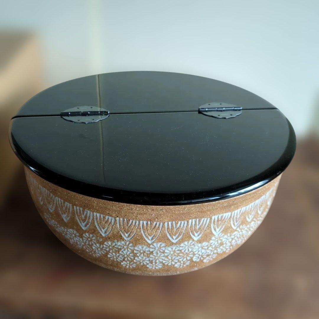 蓋付き水差し 平水指　信楽焼　割れ蓋　陶器　茶道具　茶道　紙箱