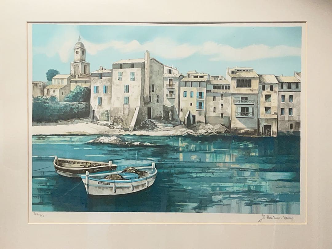 南仏サントロペの港JP Bertaux-Maraisによるオリジナル・リトグラフ