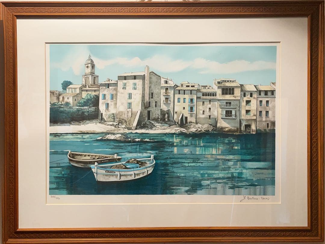 南仏サントロペの港JP Bertaux-Maraisによるオリジナル・リトグラフ