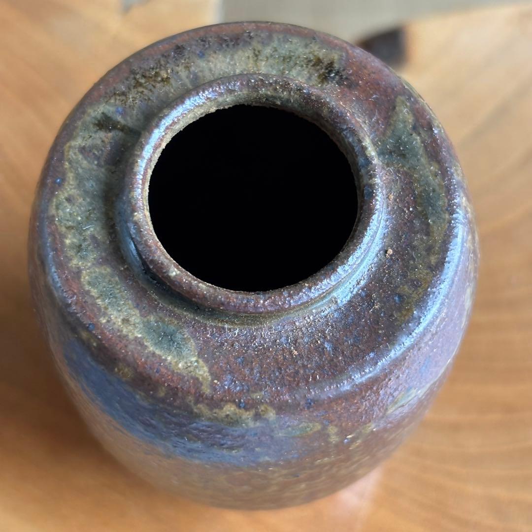 丹波焼 荒磯茶入 信水造 茶道具 肩衝茶入 仕覆付 共箱