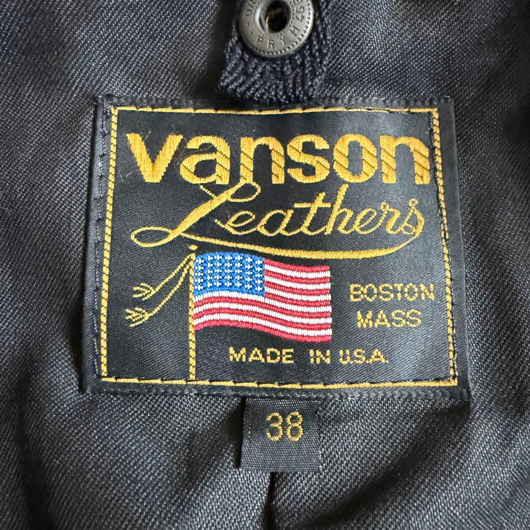 VANSONレザージャケット スター 本革 ブラック 38