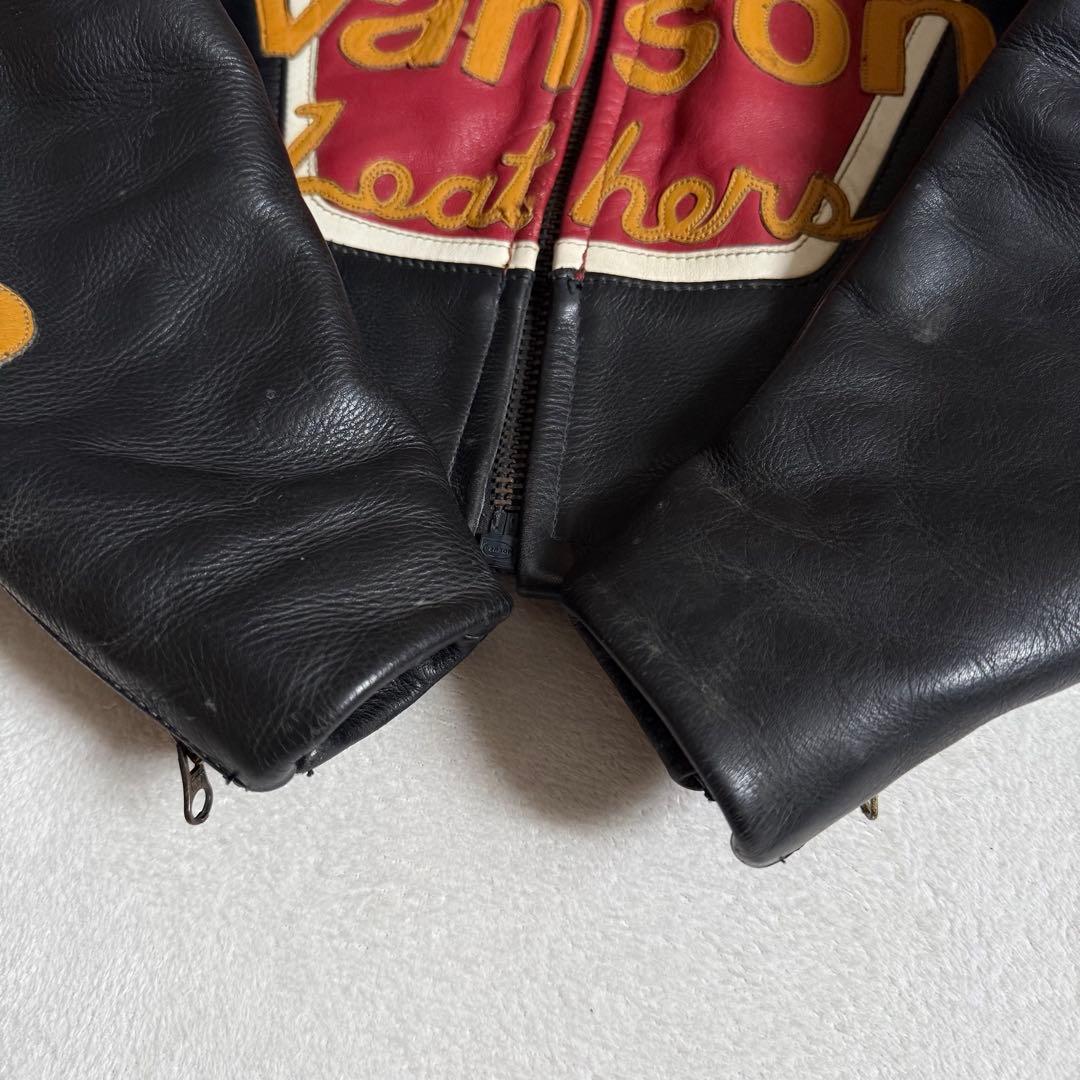 VANSONレザージャケット スター 本革 ブラック 38