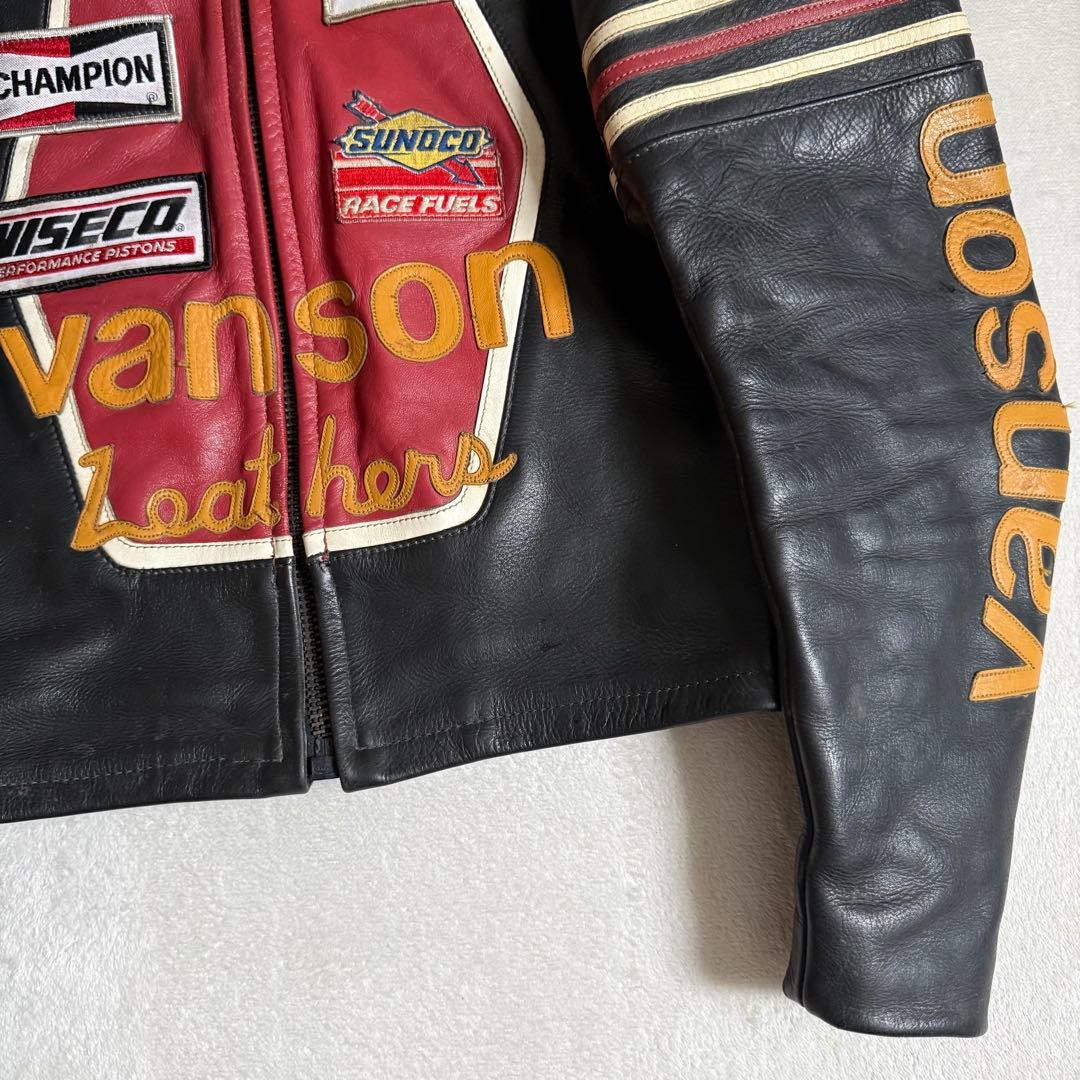VANSONレザージャケット スター 本革 ブラック 38