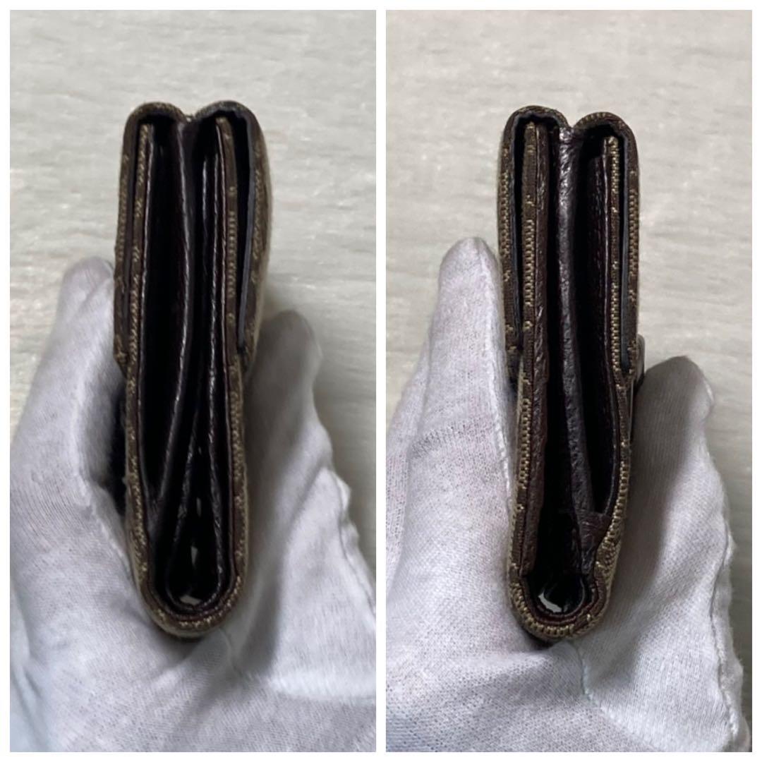 極美品　GUCCI グッチ　二つ折り　三つ折り　キャンバス　茶色　財布　箱付き