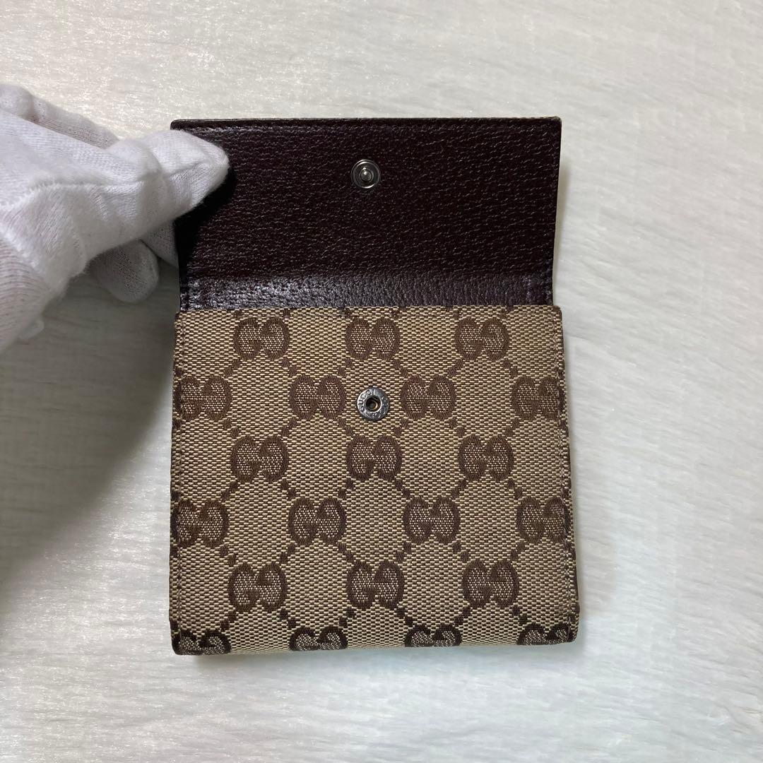 極美品　GUCCI グッチ　二つ折り　三つ折り　キャンバス　茶色　財布　箱付き