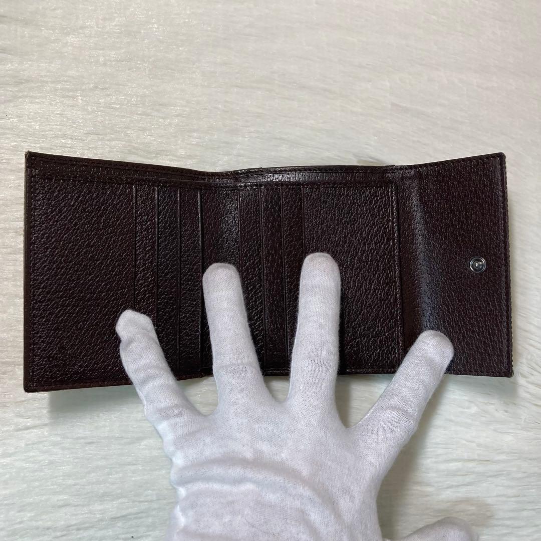極美品　GUCCI グッチ　二つ折り　三つ折り　キャンバス　茶色　財布　箱付き