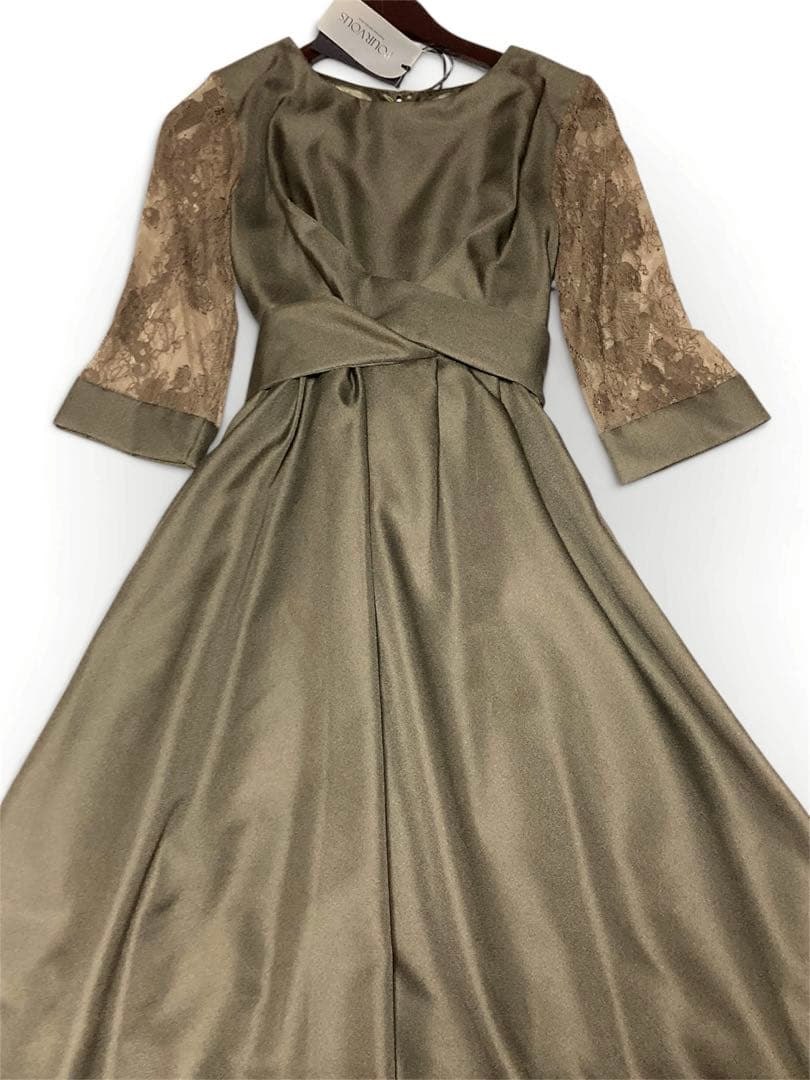 新品未使用✨POUR VOUS パーティーリボンドレス レーススリーブ カーキM