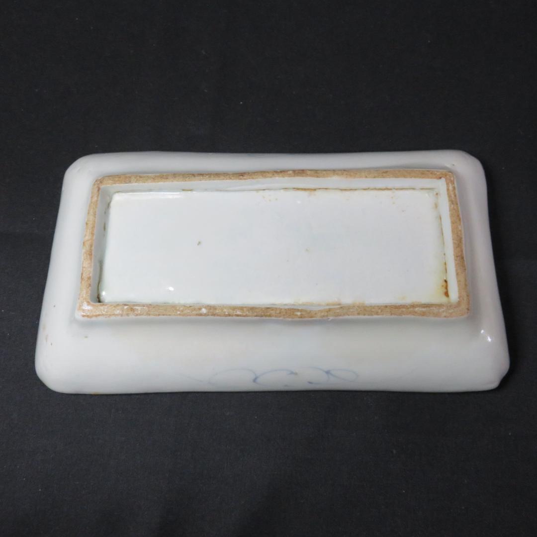 長角皿 長皿 古伊万里 染付 江戸 窯傷 歪み スレ僅か 美品