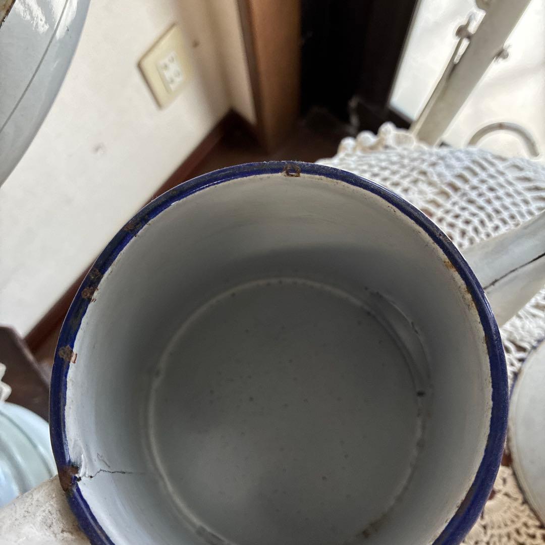 アンティークホーローファウンテン壁掛け手洗いコーヒーポット他バラ柄８点まとめて