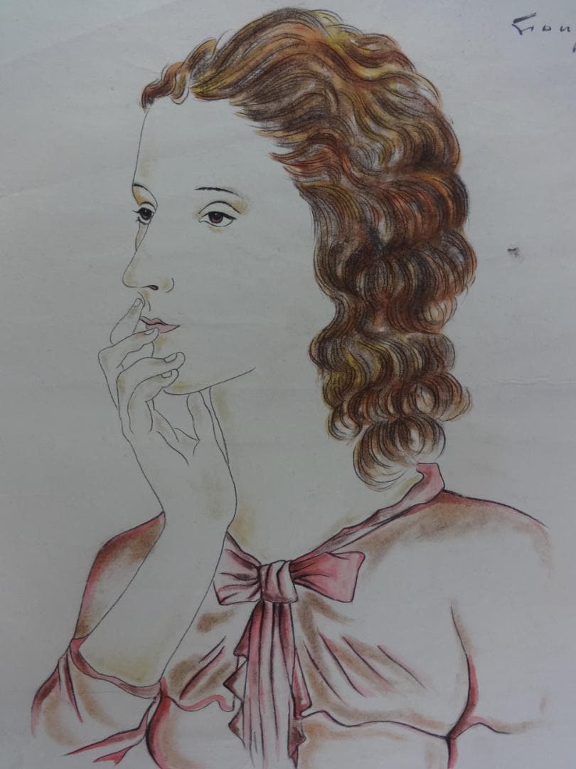 サ*バ様 藤田嗣治 乙女 肉筆・額装・油彩画・洋画・レオナール・フジタ・ft59