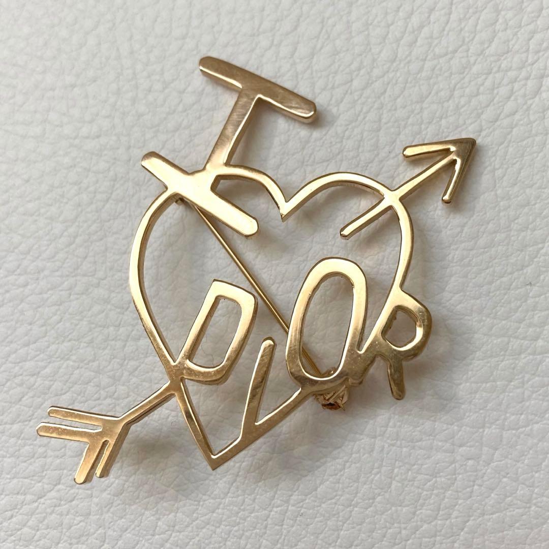 【ばーこ】Dior　アイラブディオール ハートアンドアロー ブローチ