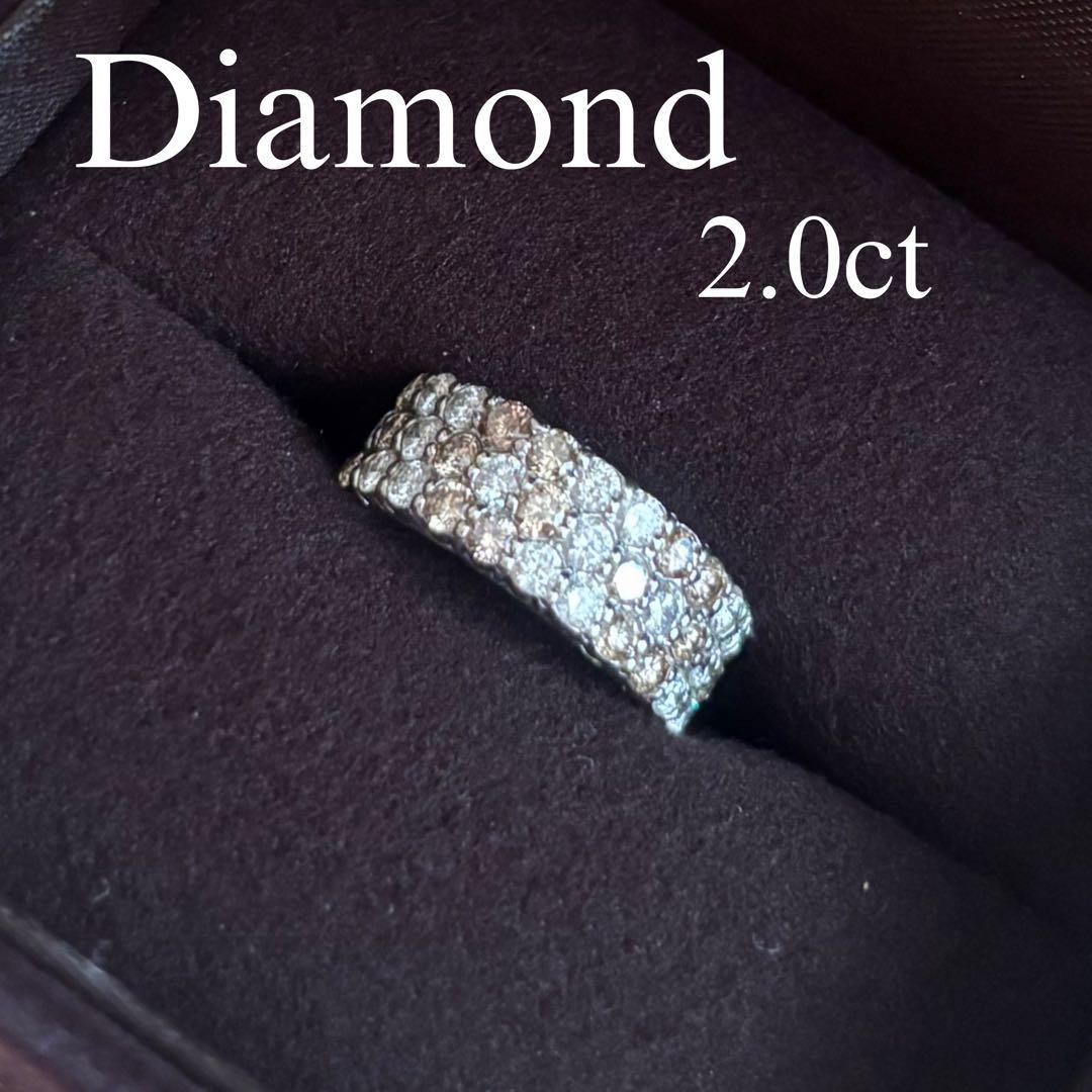 きみさん K18WGダイヤモンド ブラウンダイヤ リング フラワーモチーフ