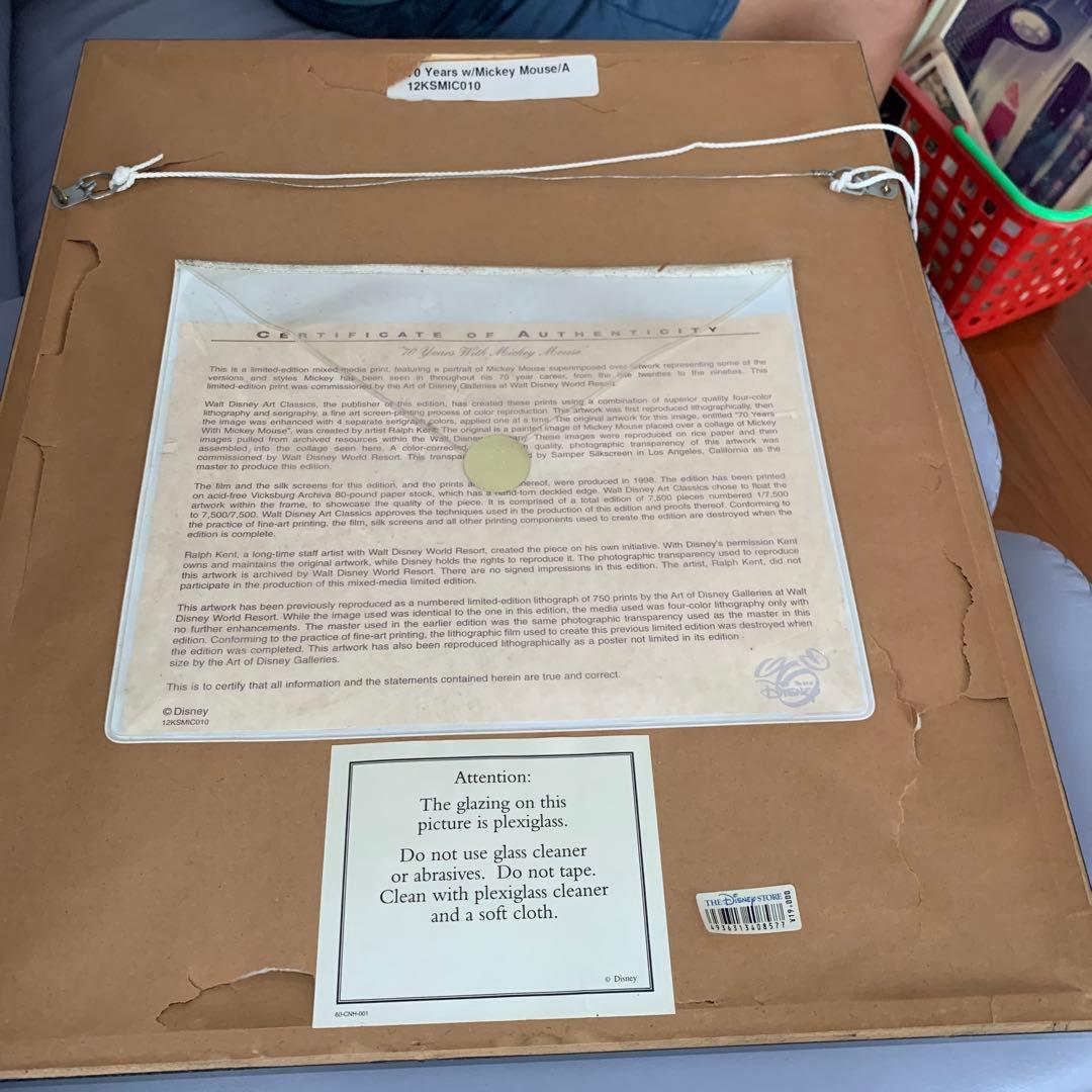 ミッキーマウス　生誕70周年記念アートフレーム　シリアルナンバー入り