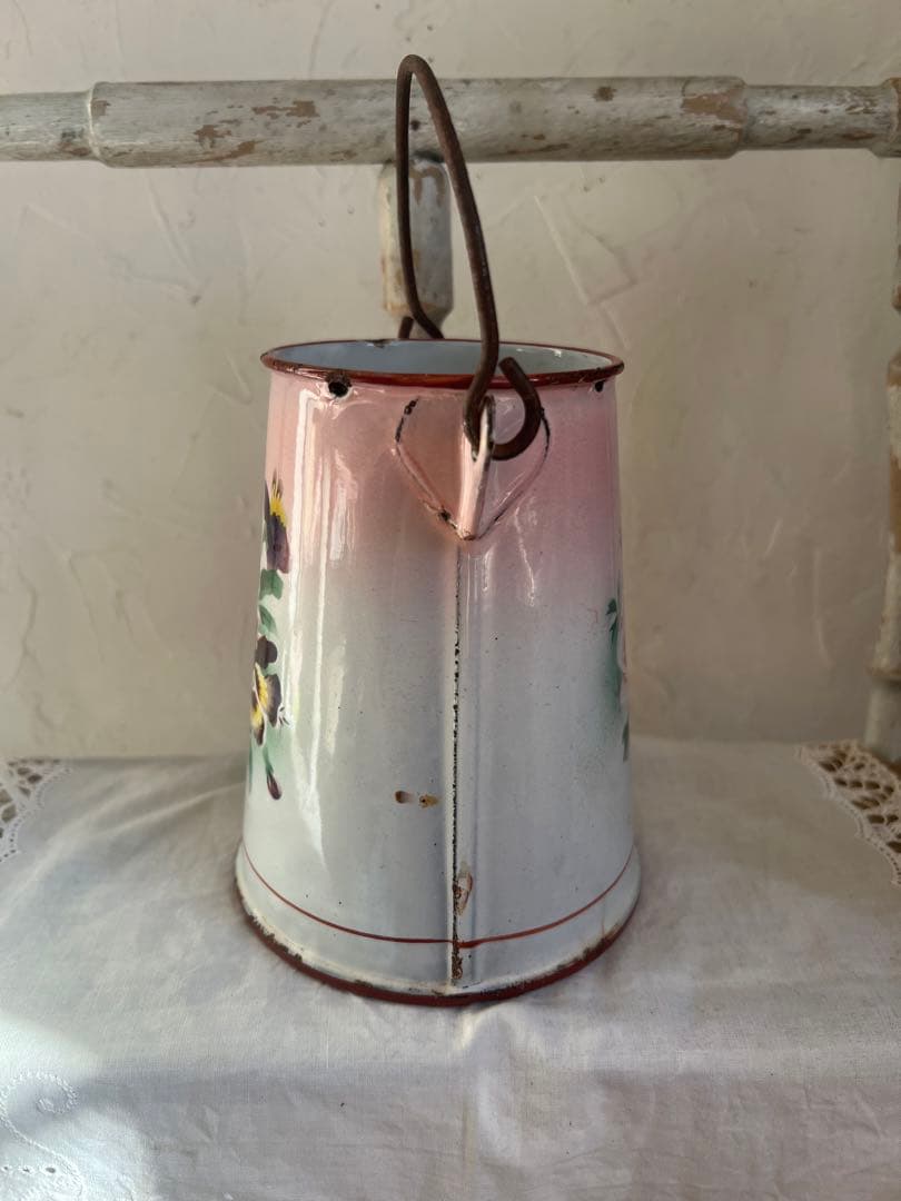 可憐♡アンティークホーロー　JAPY ウェディング　ピンク　ミルクポット