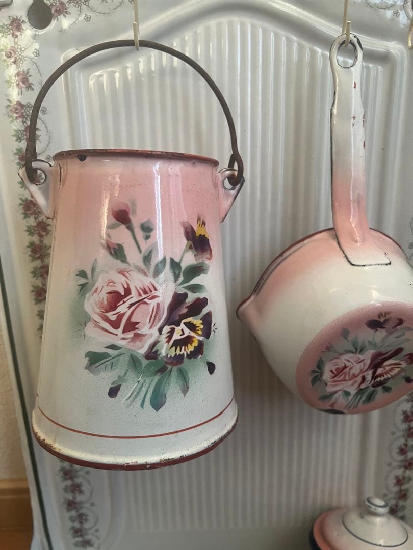 可憐♡アンティークホーロー　JAPY ウェディング　ピンク　ミルクポット