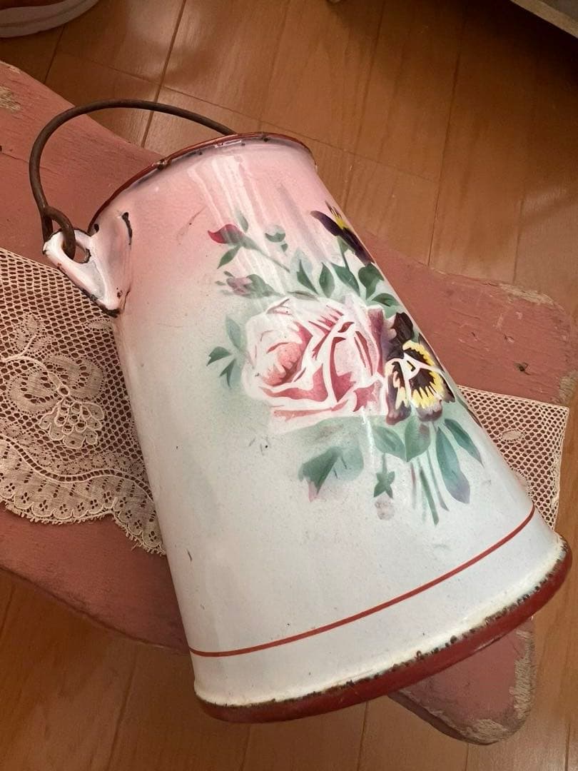 可憐♡アンティークホーロー　JAPY ウェディング　ピンク　ミルクポット