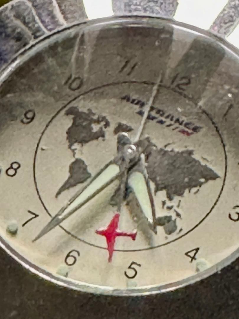 起動中エールフランス公式　旅行時計　AIRFRANCE ポリッシュ済純銀貼り