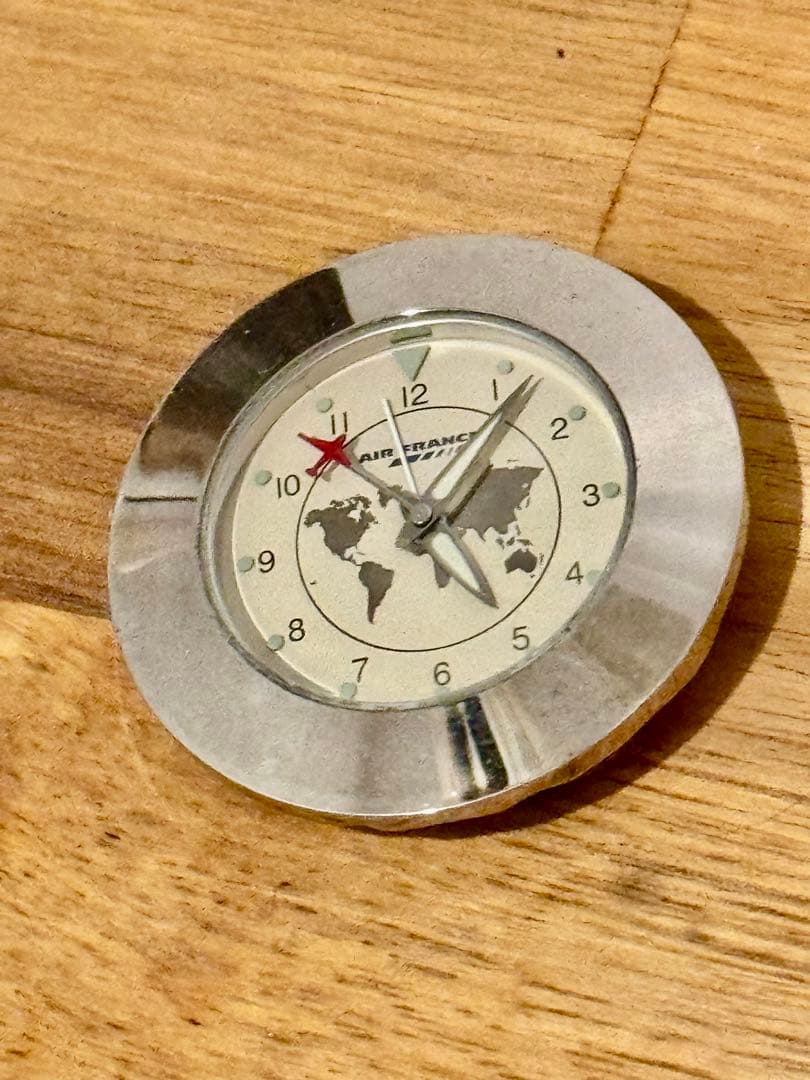 起動中エールフランス公式　旅行時計　AIRFRANCE ポリッシュ済純銀貼り