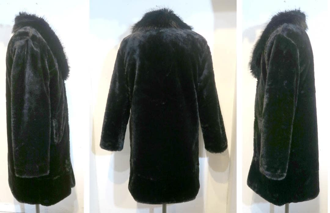4XL ファーコート ショール襟 黒 ブラック 毛皮 パンク ロック ロカビリー