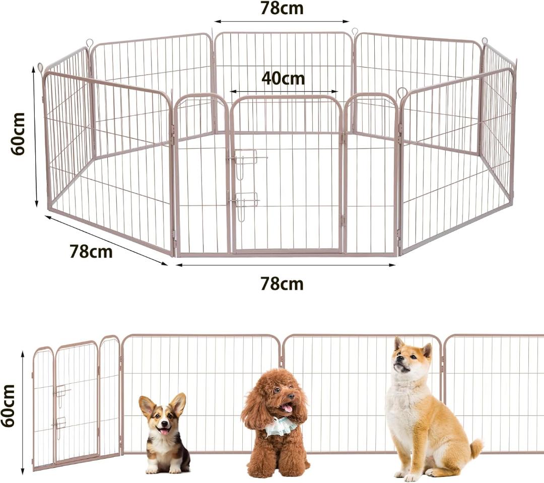 ペットサークル 犬 ペットフェンス サークルケージ 高さ60cm グレージュ