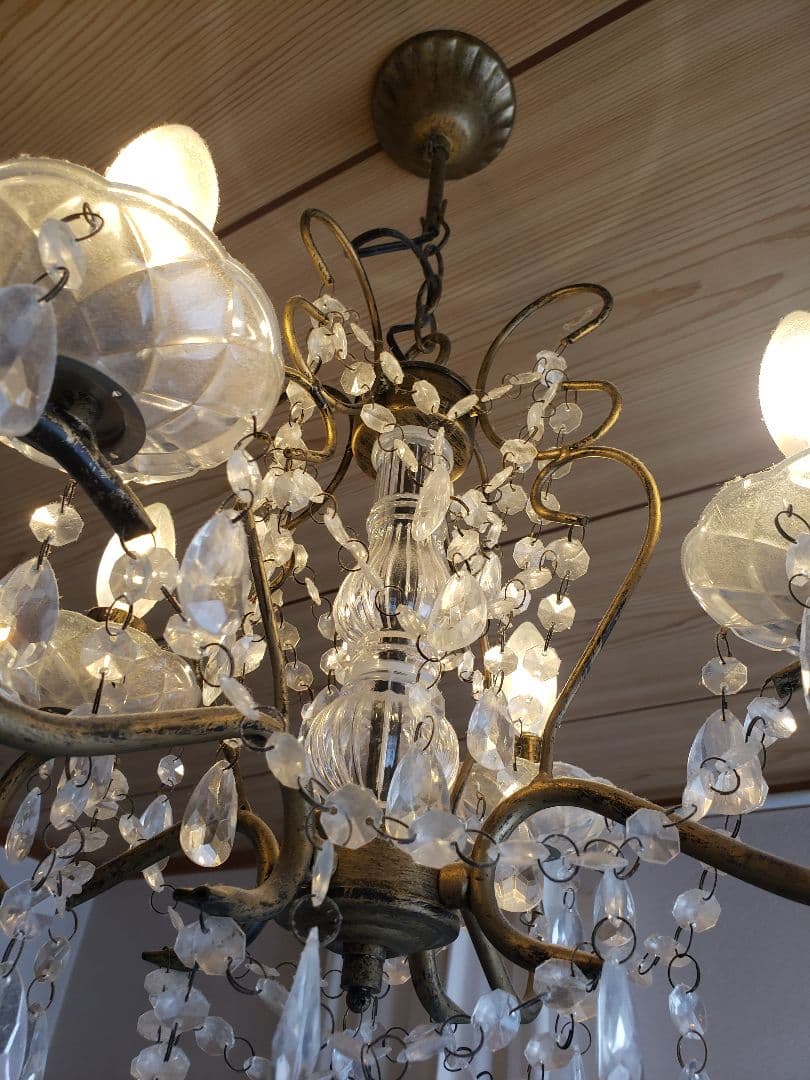 leonoah※アンティーク風　シャンデリア　4灯　つや消しゴールド