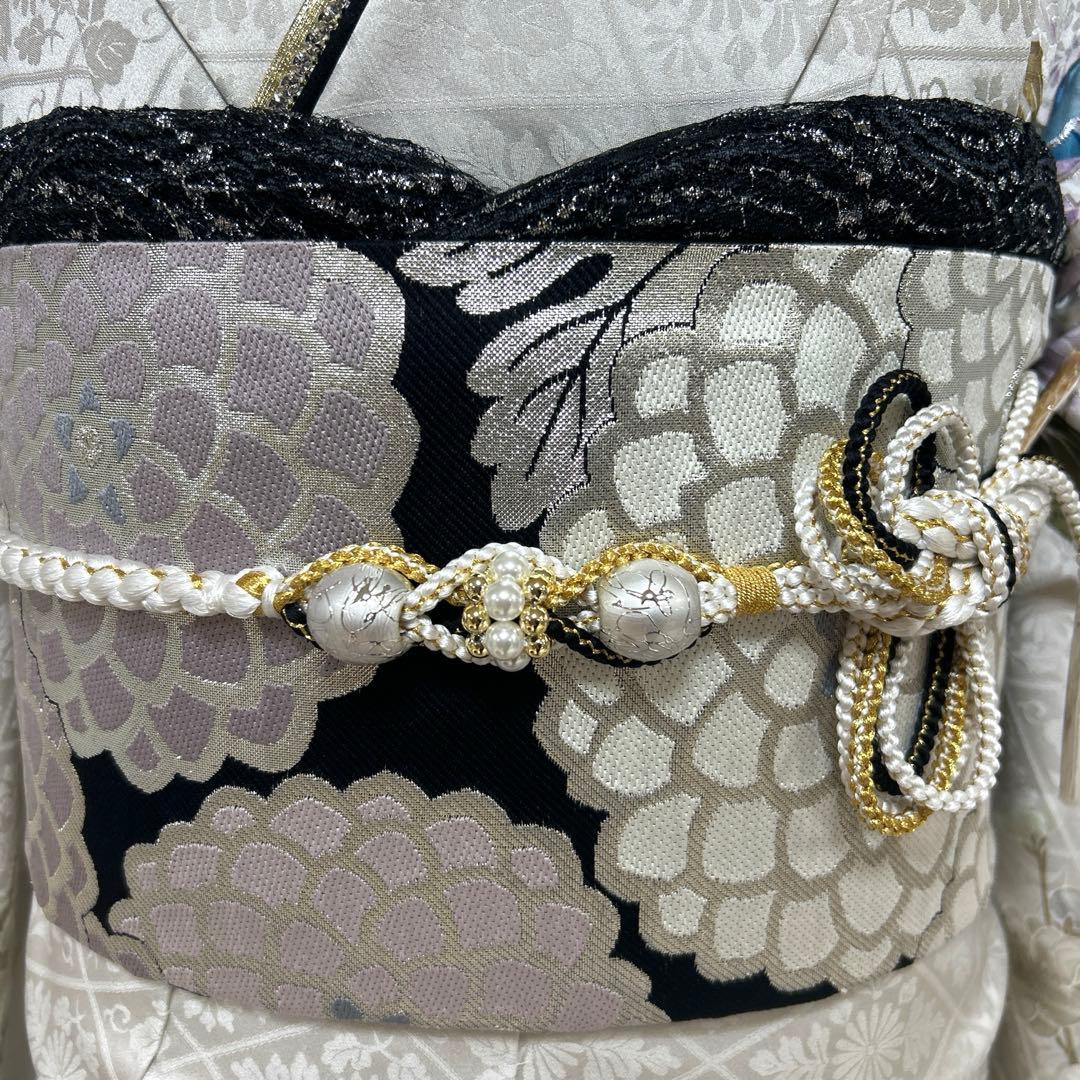 シックなくすみ系グレーの椿と牡丹の振袖フルセット