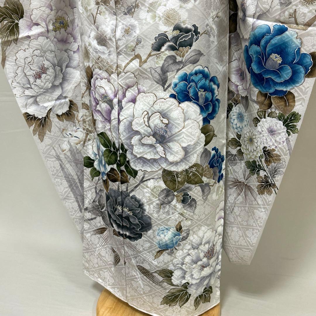 シックなくすみ系グレーの椿と牡丹の振袖フルセット