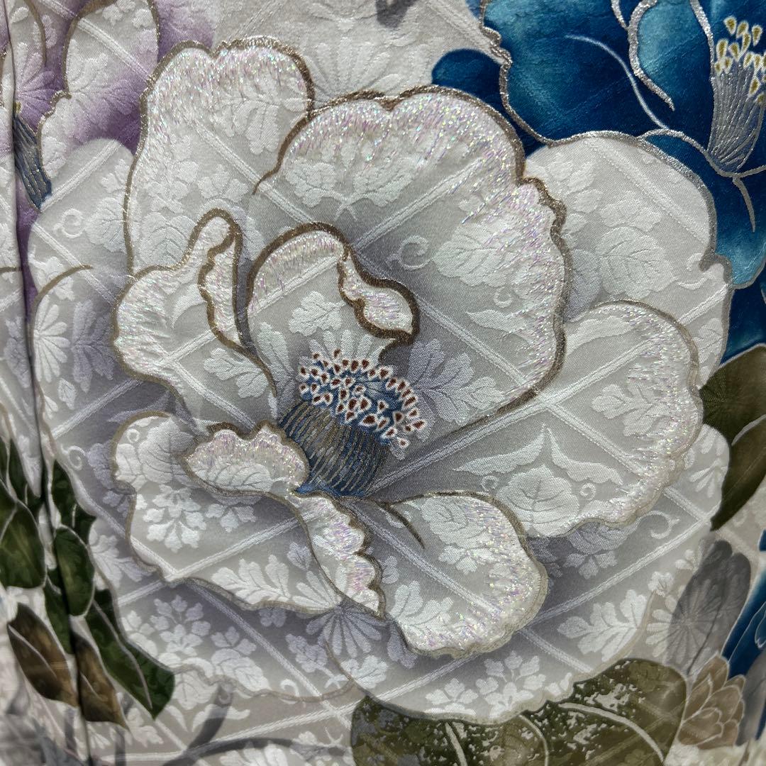 シックなくすみ系グレーの椿と牡丹の振袖フルセット