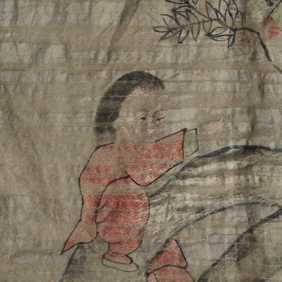 古い 襖絵 古道具 アンティーク 古美術 民画 絵画