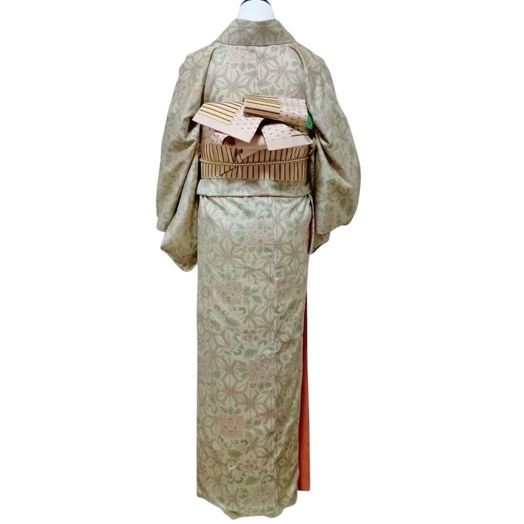 未使用近い　美品　袷　正絹　大島紬系　紬　白紬　小紋　フルセット