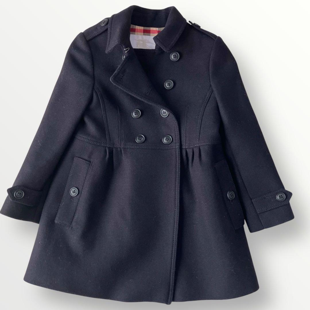 【美品】バーバリー チルドレン　カシミヤ&羊毛混 Pコート　ノバチェック　110