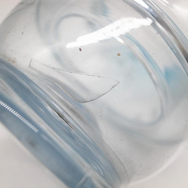 大正ガラス　水色縁　アイスペール　氷入れ　花器