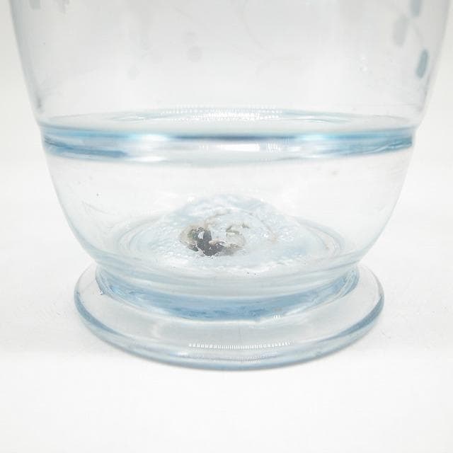 大正ガラス　水色縁　アイスペール　氷入れ　花器