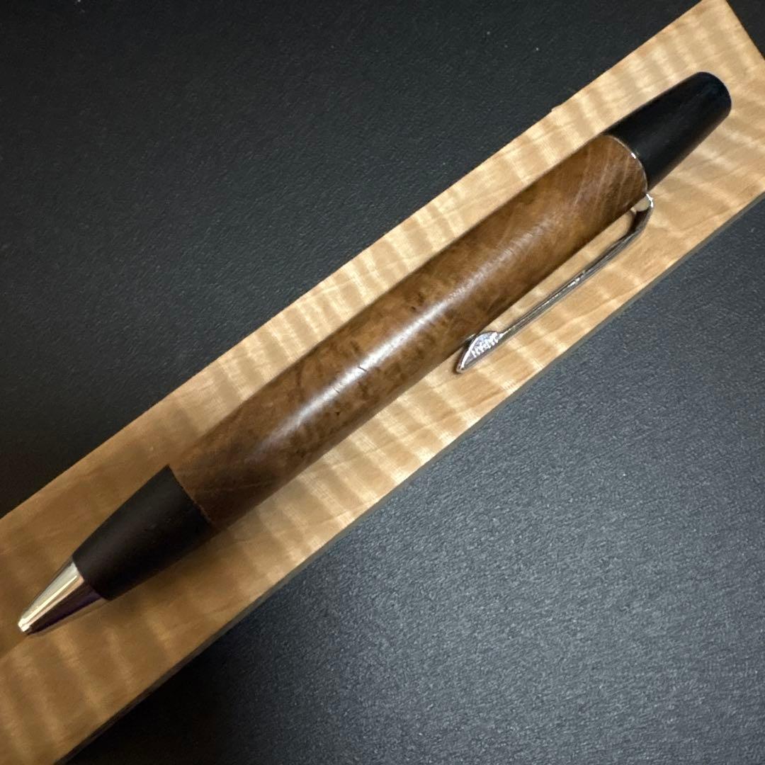 〈希少〉野原工芸　特上チーク瘤　ロータリーボールペン